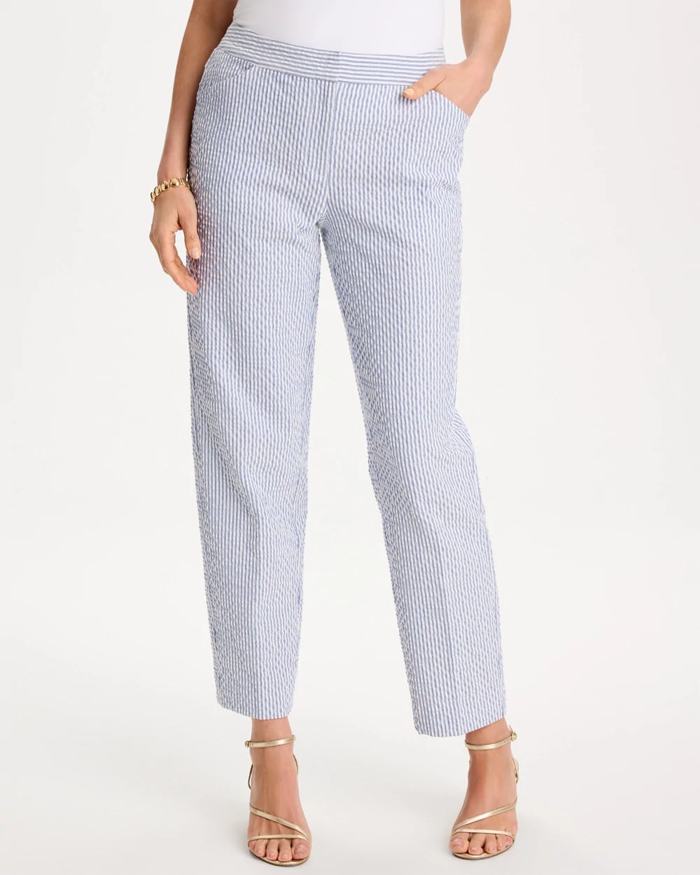 Chico's For Sale - Striped Seersucker Straight Ankle Pants