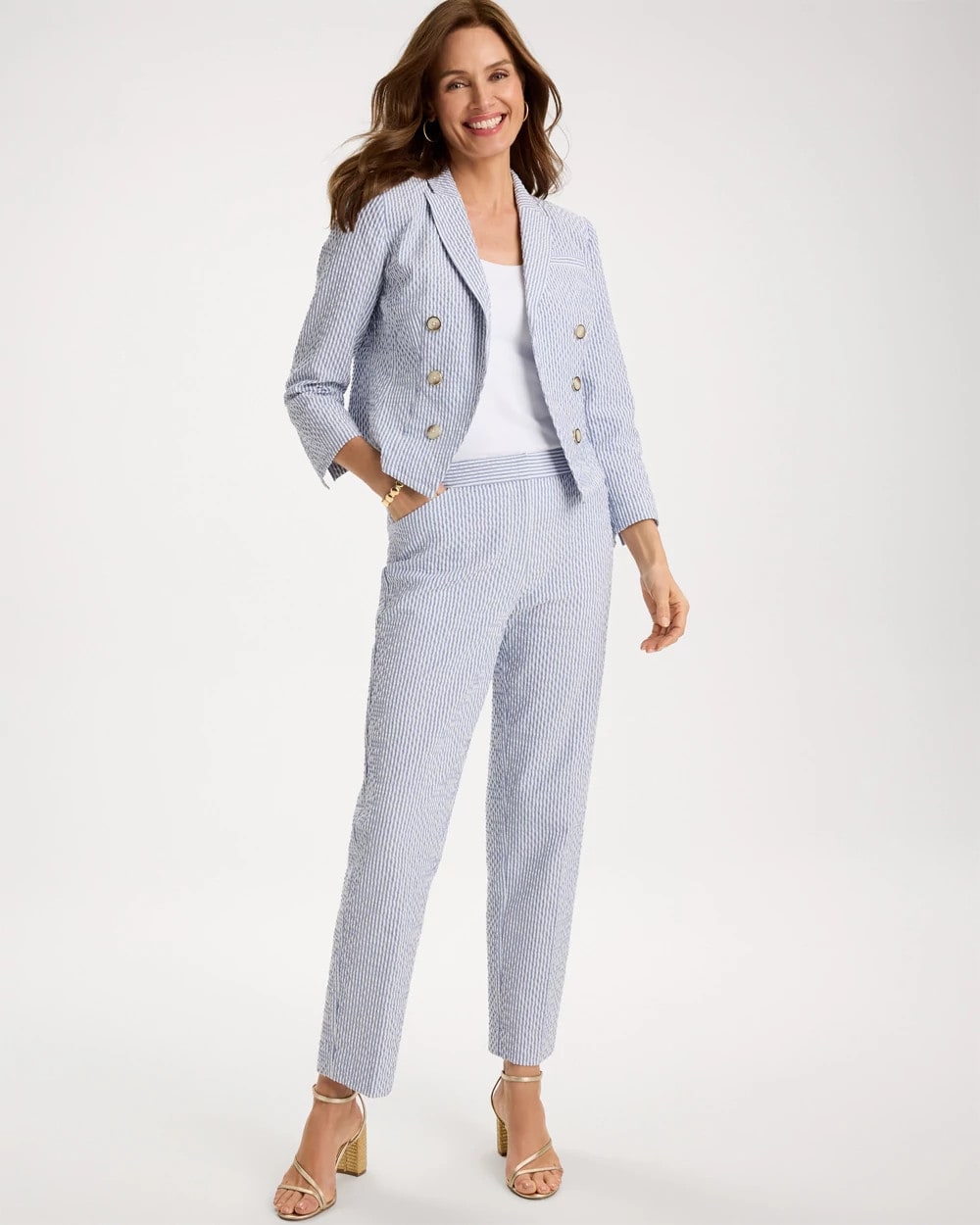 Chico's For Sale - Striped Seersucker Straight Ankle Pants