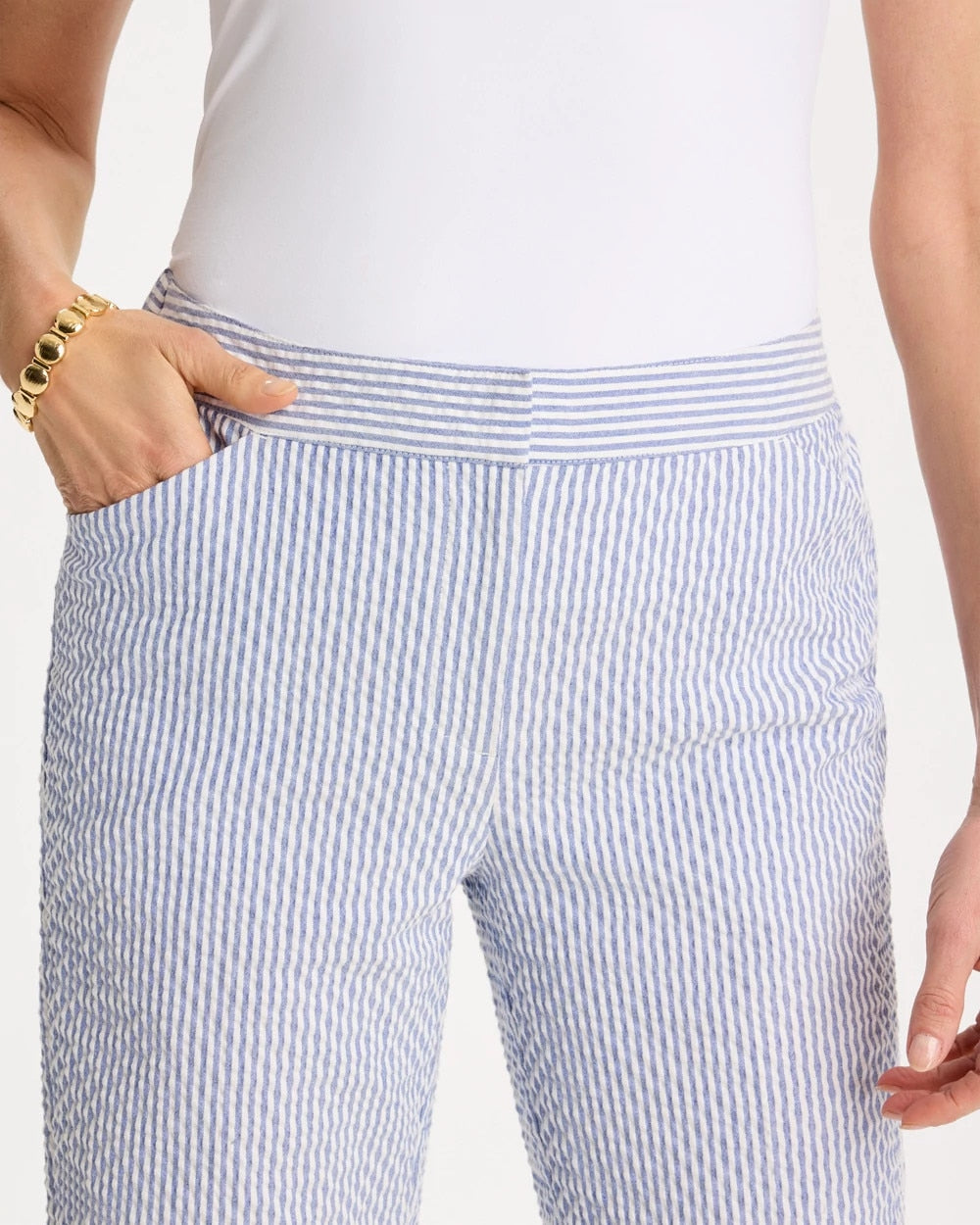 Chico's For Sale - Striped Seersucker Straight Ankle Pants