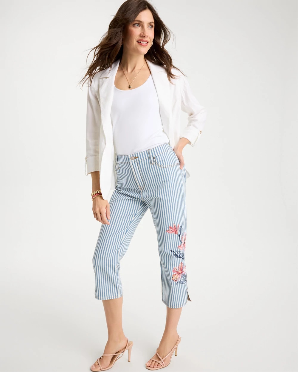 Chico's Outlet - Girlfriend Slim Striped Capri Jeans