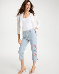 Chico's Outlet - Girlfriend Slim Striped Capri Jeans