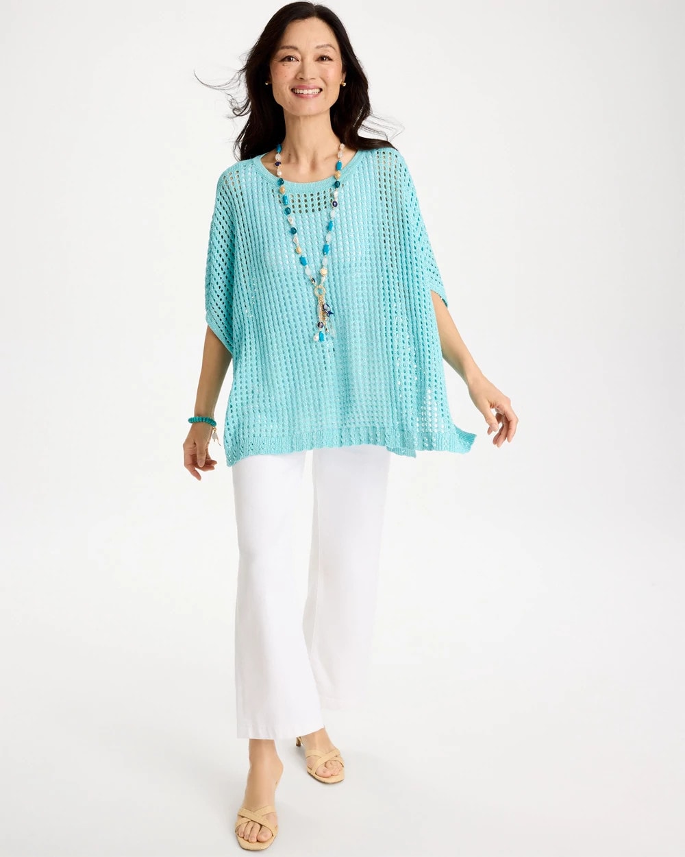 Chico's Discount - Lurex Open-Stitch Sweater Poncho