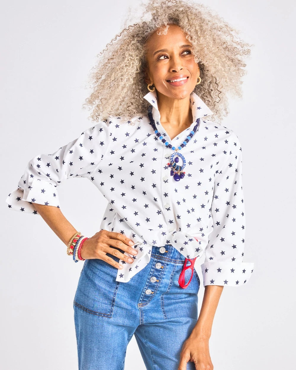Chico's Sale - No Iron™ Stretch Jacquard Stars Shirt