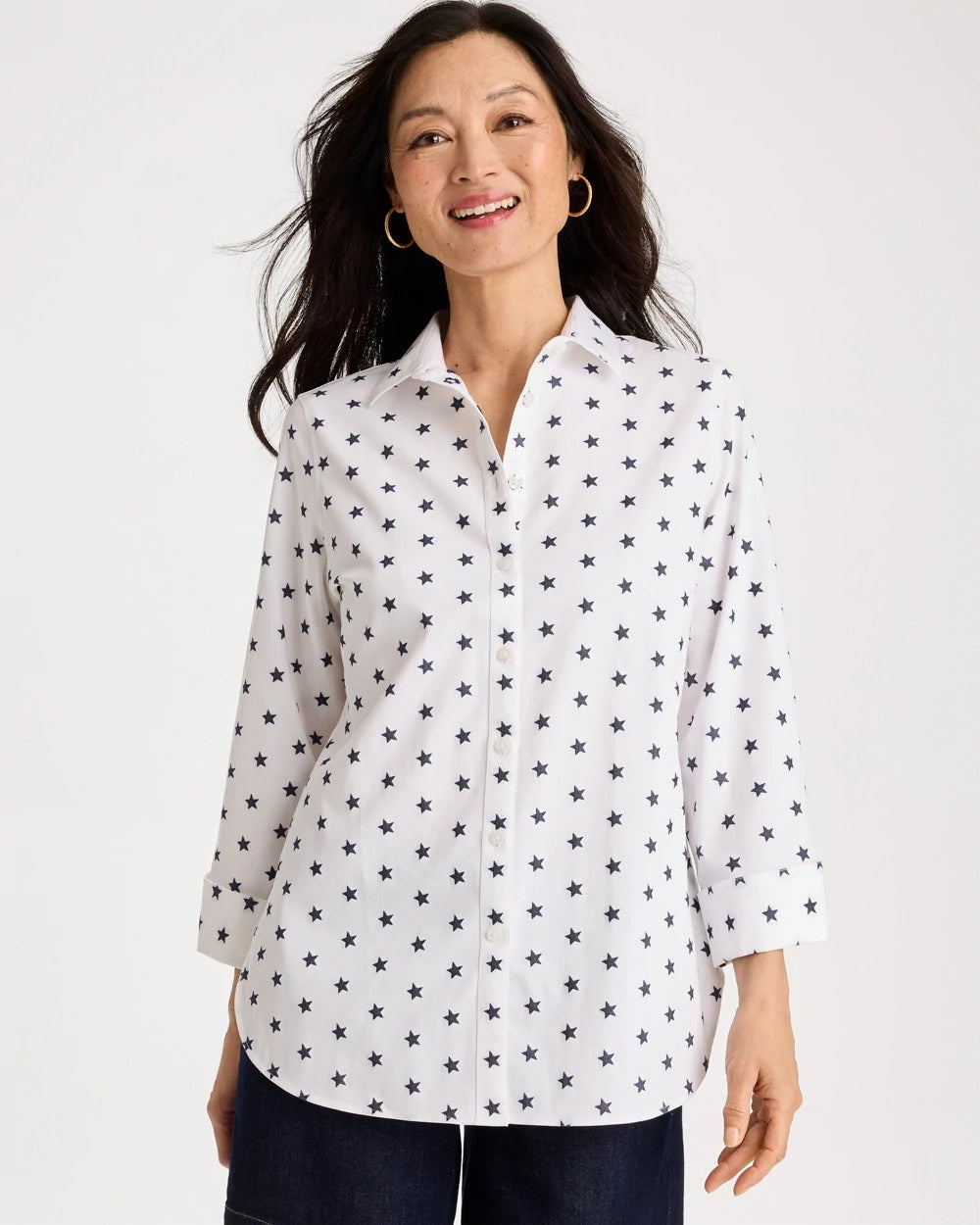 Chico's Sale - No Iron™ Stretch Jacquard Stars Shirt