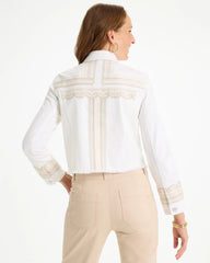 Chico's Discount - Embroidered Cropped Denim Trucker Jacket