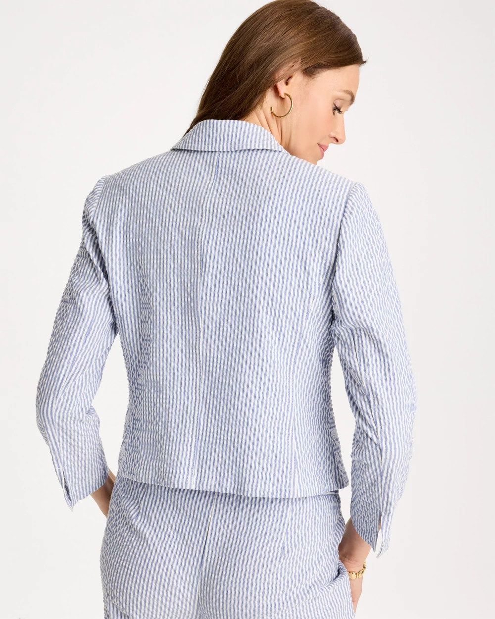 Chico's For Sale - Seersucker Striped Cropped Blazer