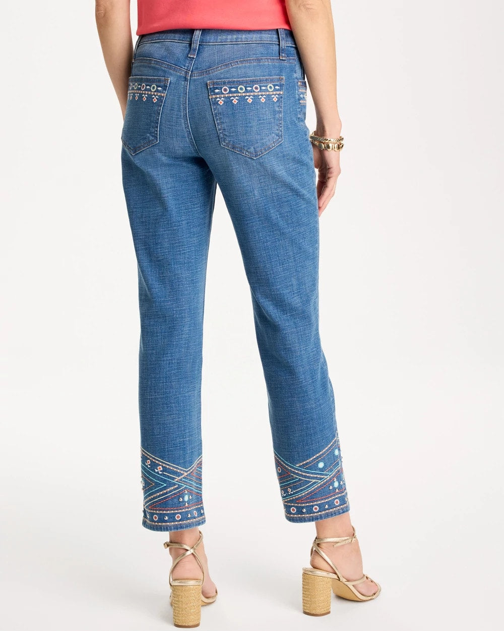 Chico's / Girlfriend Slim Embellished Crop Jeans