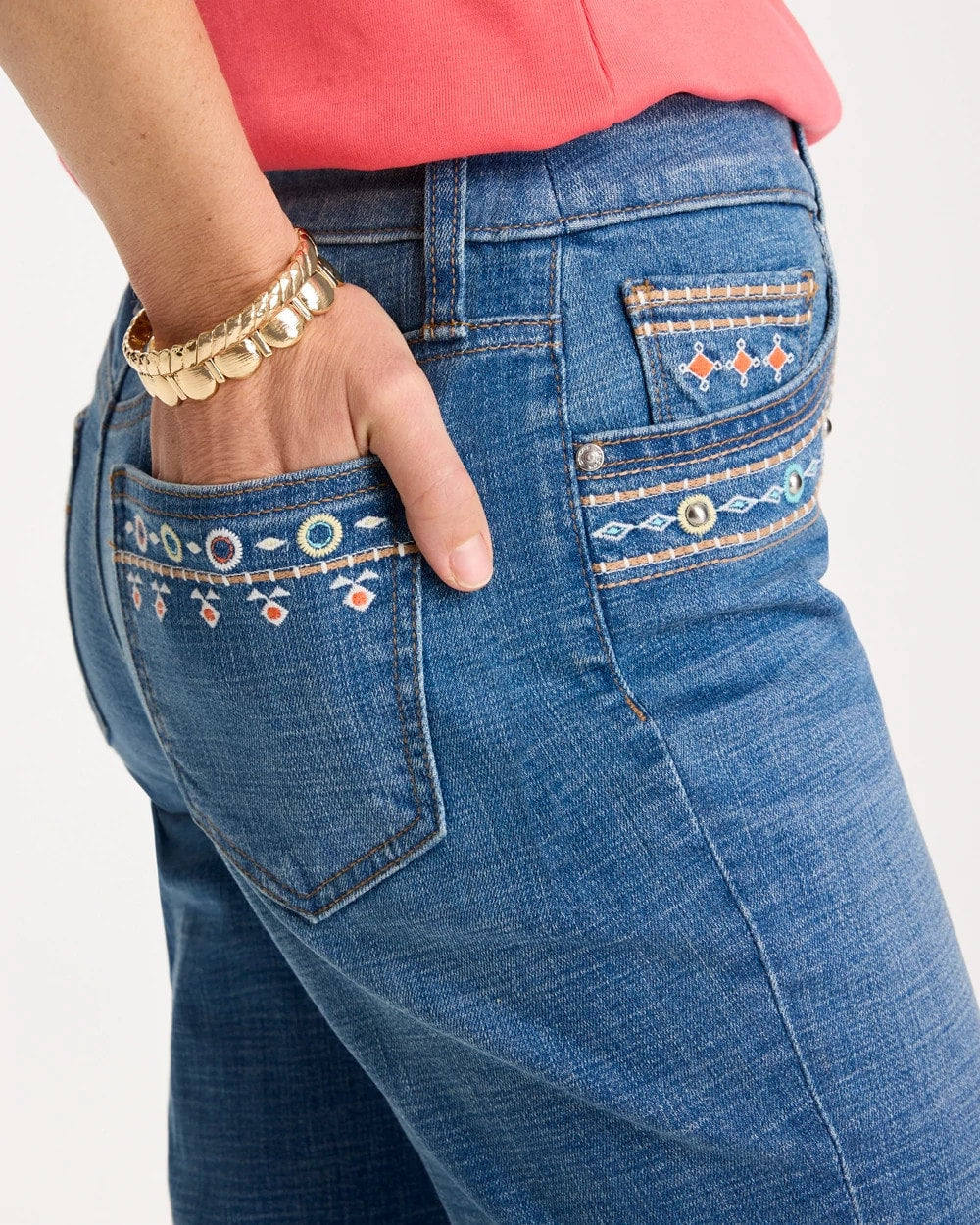 Chico's / Girlfriend Slim Embellished Crop Jeans