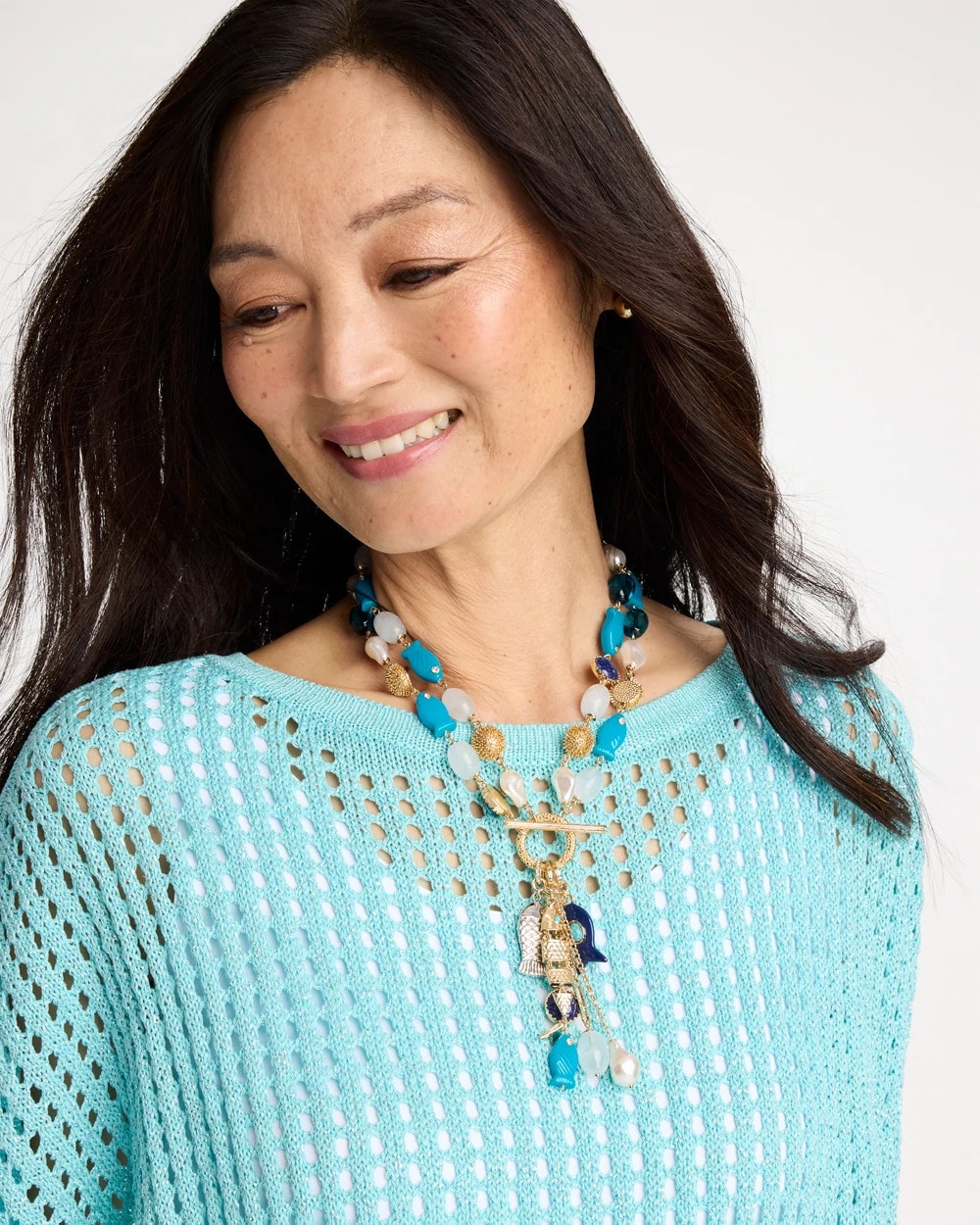 Chico's On Sale - Convertible Turquoise Fish Charm Necklace