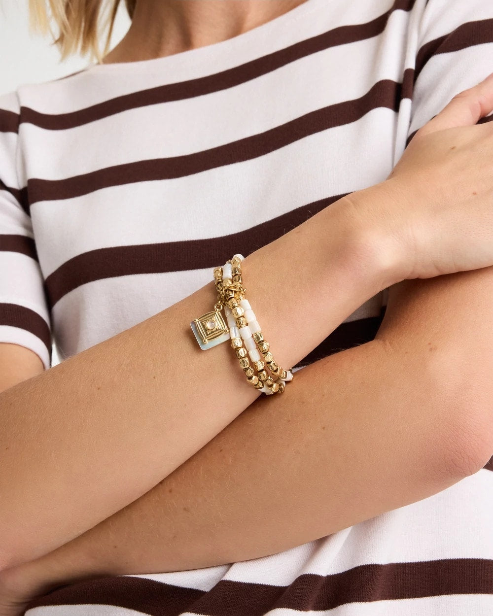 Chico's Outlet - Set of 3 Pearl Treasure Stretch Bracelets