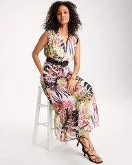 Chico's / Crinkle Chiffon Animal Print Dress