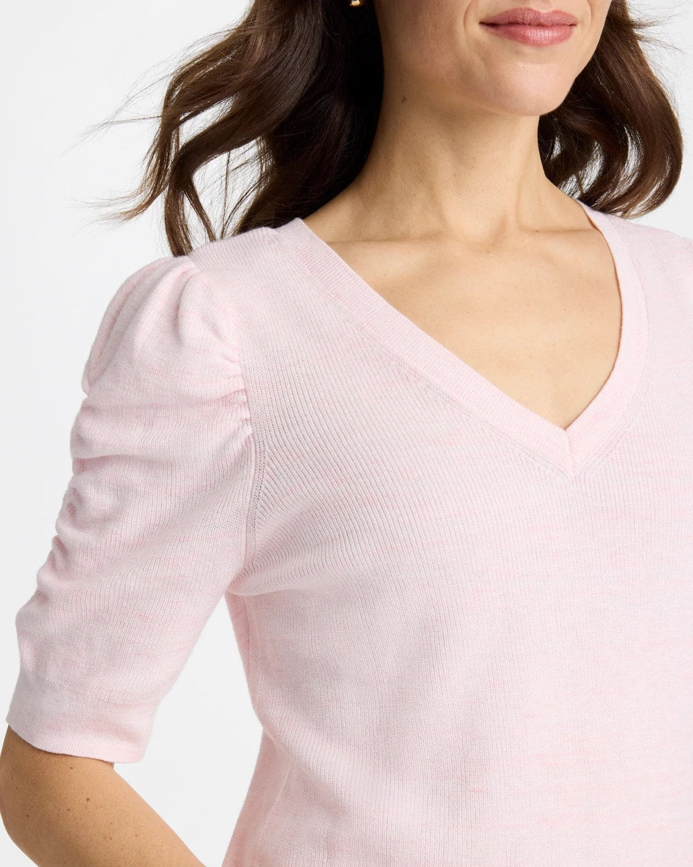 Chico's Sale - Space Dyed Ruched V-Neck Pullover Sweater