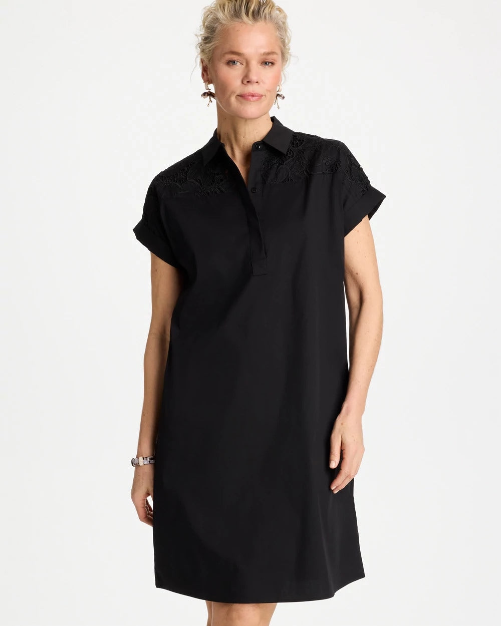 Chico's For Sale - Popover Embroidered Poplin Dress
