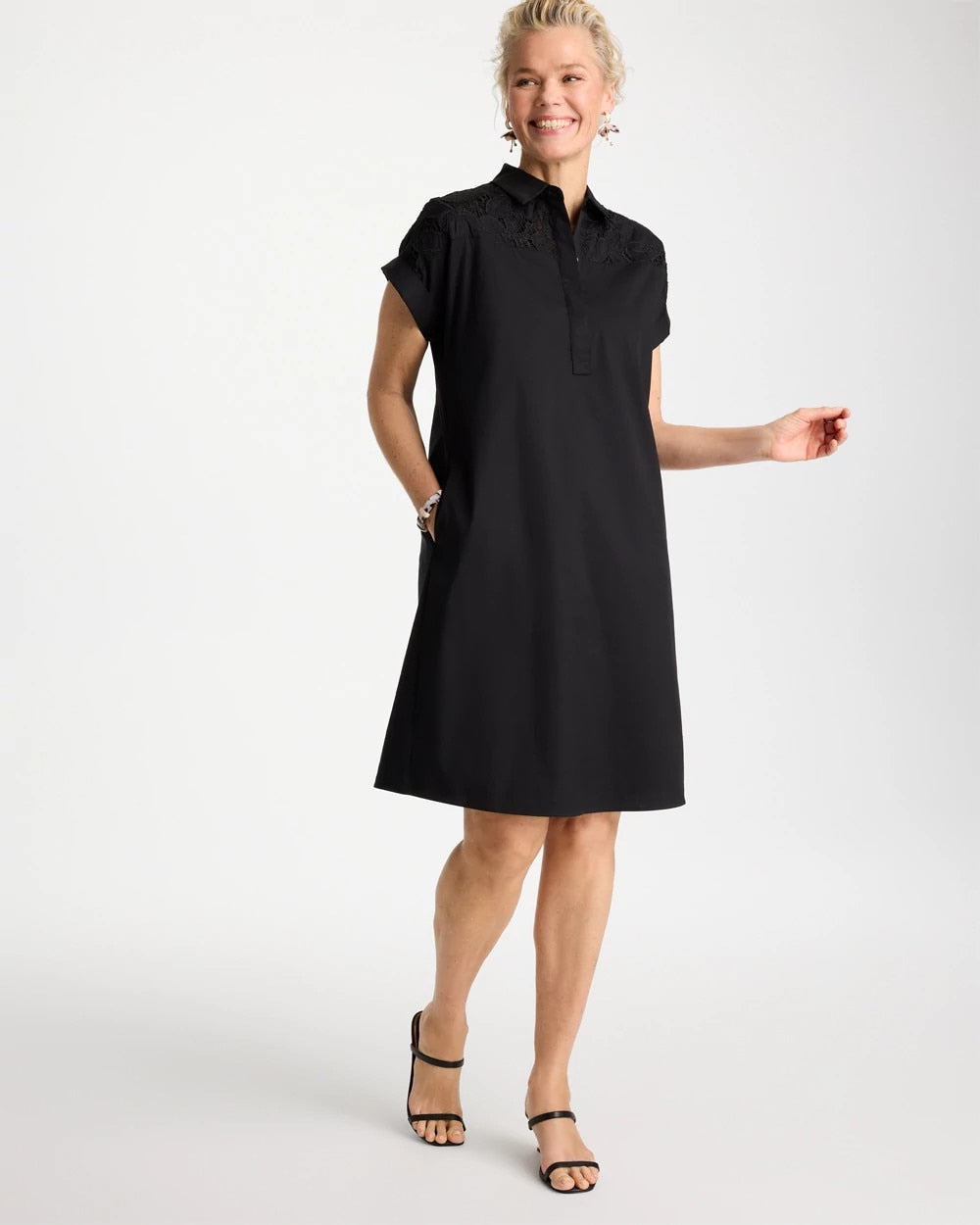 Chico's For Sale - Popover Embroidered Poplin Dress