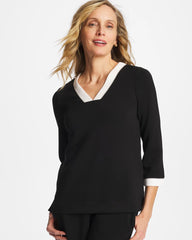 Chico's US - Zenergy® Soft Caviar Bead Contrast Top