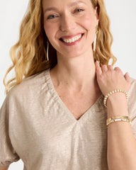 Chico's Online - Fog Foiled Linen Ruched V-Neck Tee