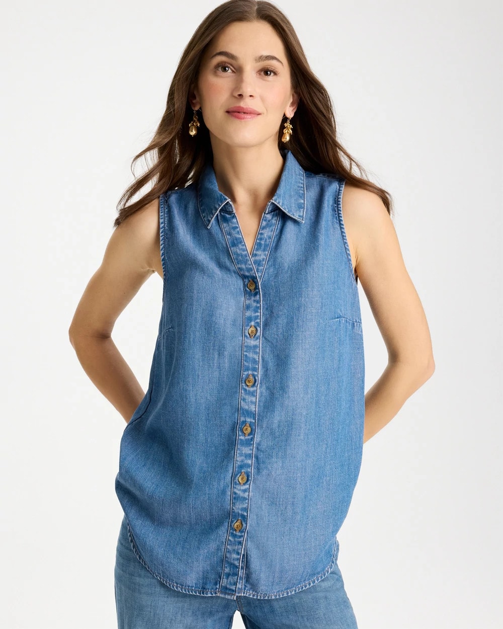 Chico's US - Tencel Denim Sleeveless Shirt