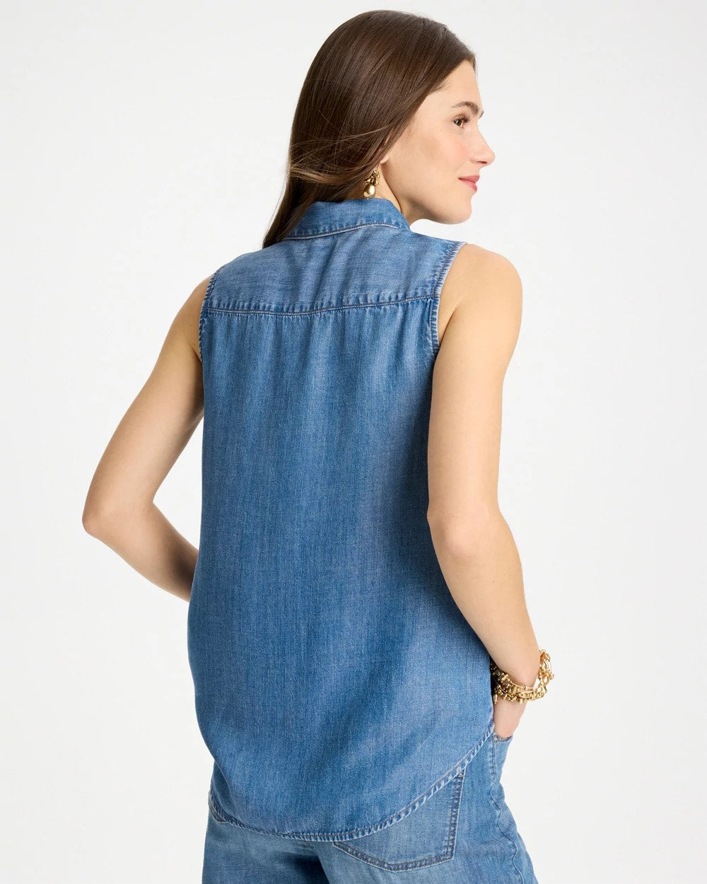 Chico's US - Tencel Denim Sleeveless Shirt