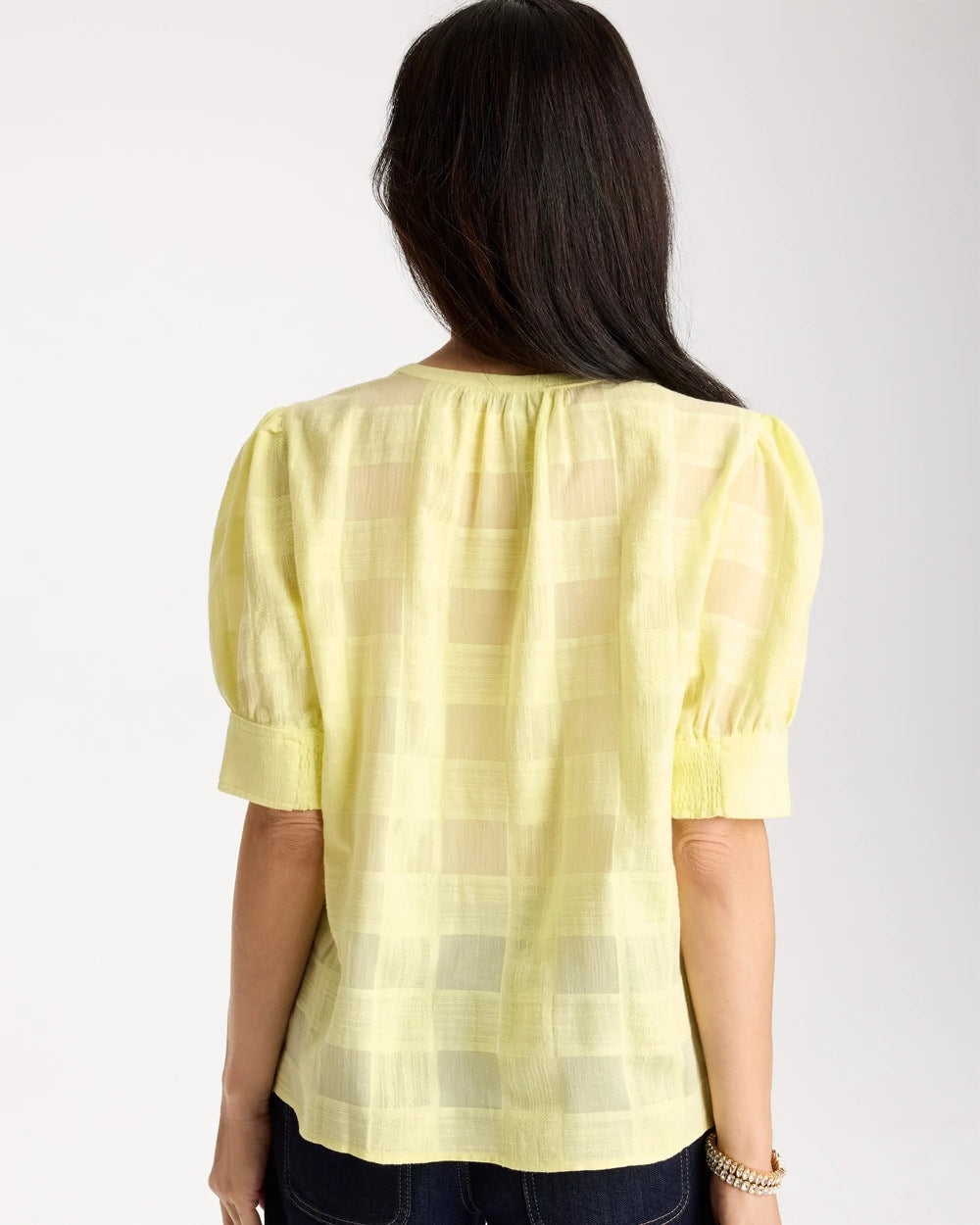 Chico's / Cotton Plaid Elbow-Sleeve Shirt