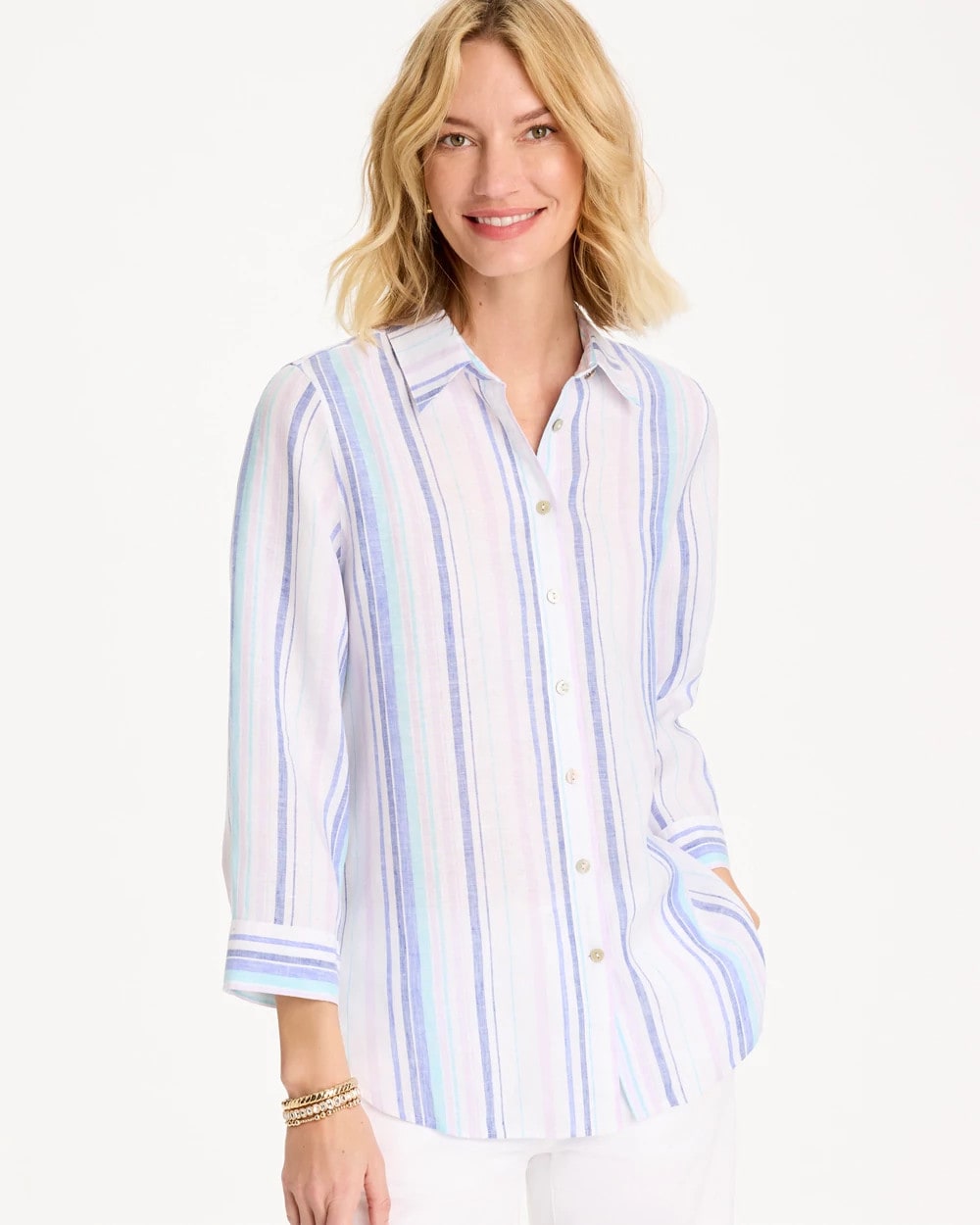 Chico's Discount - No Iron™ Linen Striped Shirt