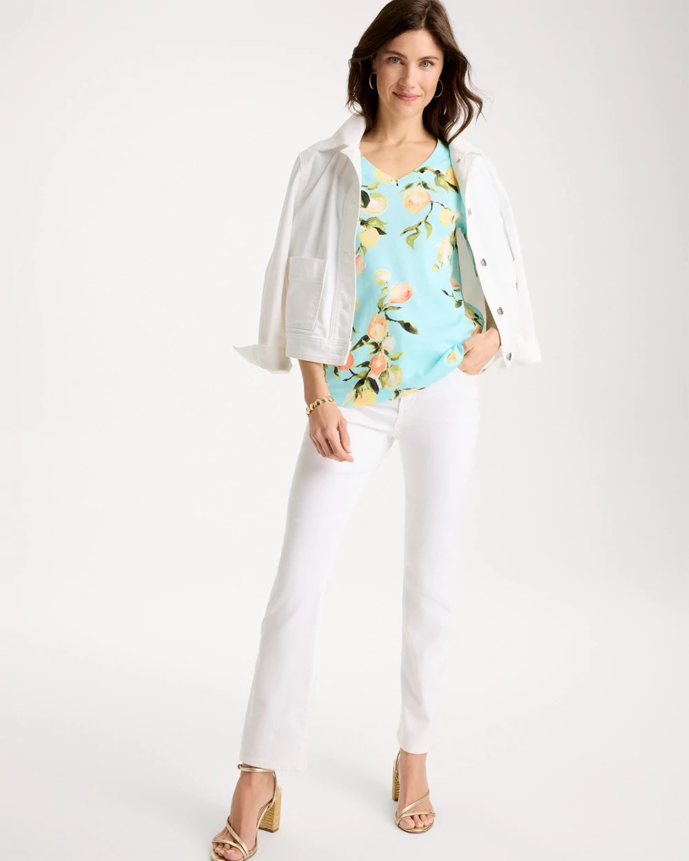 Chico's Online - Pima Printed Elbow-Sleeve Tee