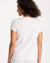 Chico's Discount - Cotton Stretch Striped Cap Sleeve Tee
