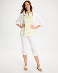 Chico's Sale - Striped Lime Collared Tunic Tank