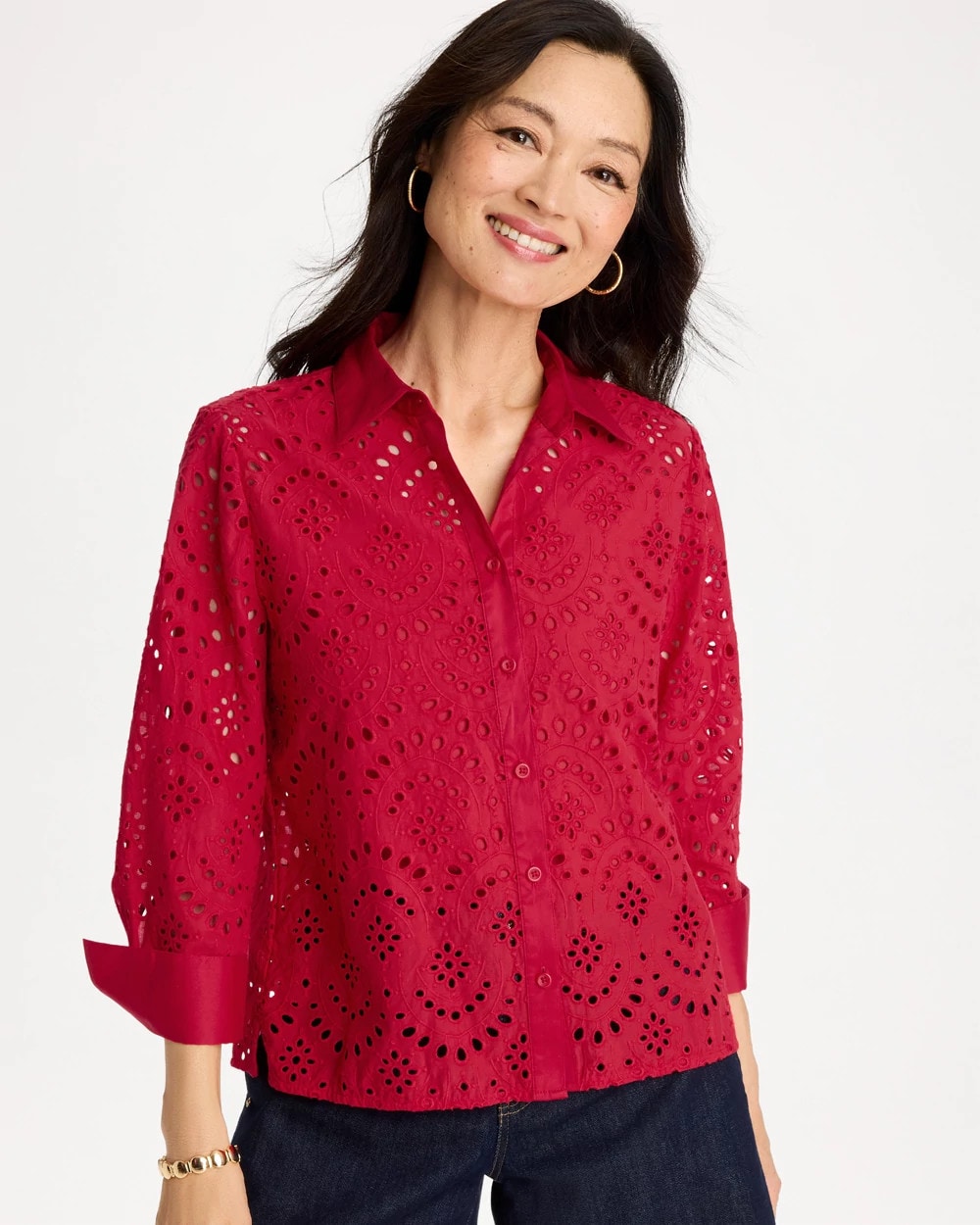 Chico's Outlet - Eyelet Collared Shirt