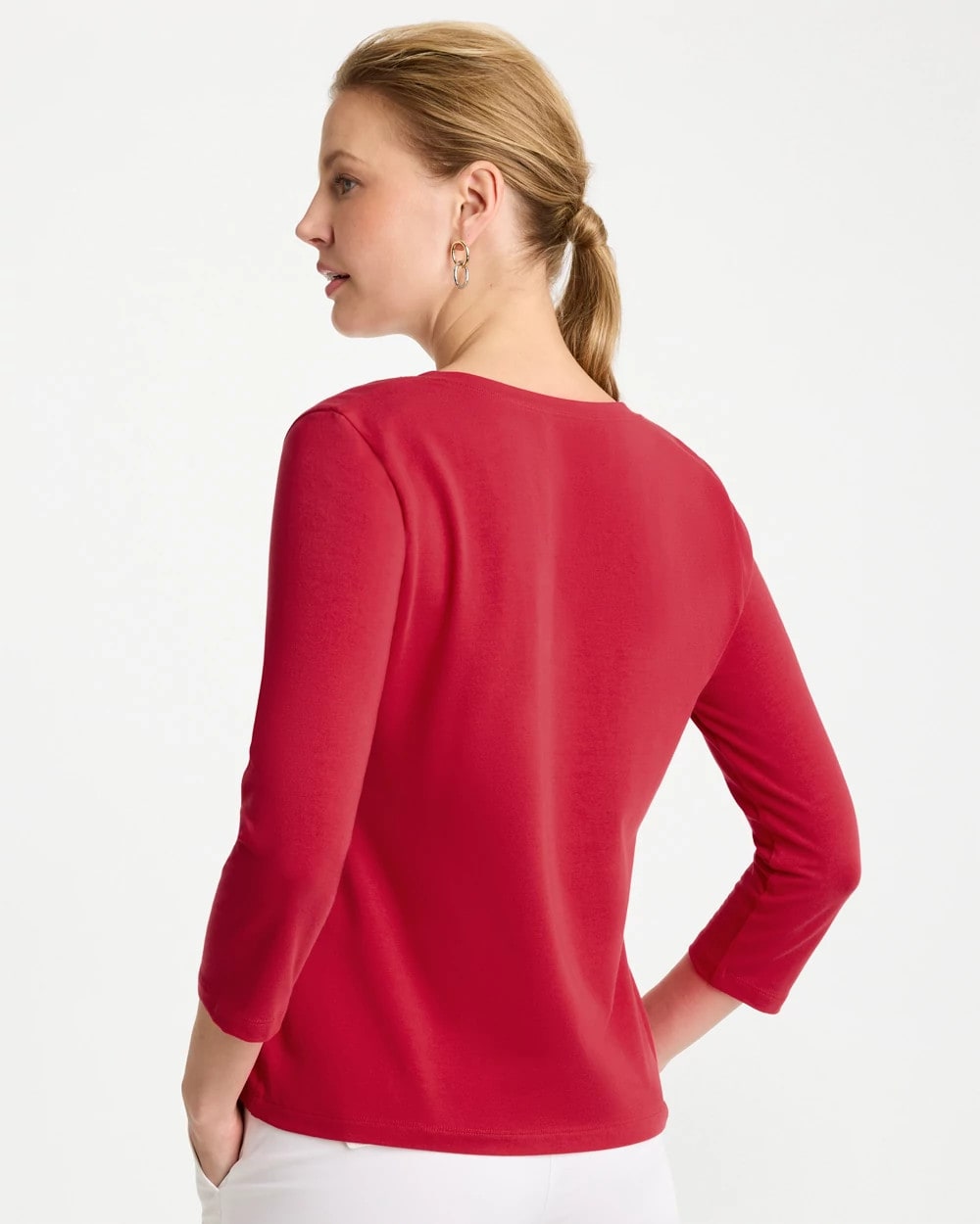 Chico's / Cotton Stretch 3/4 Sleeve Tee