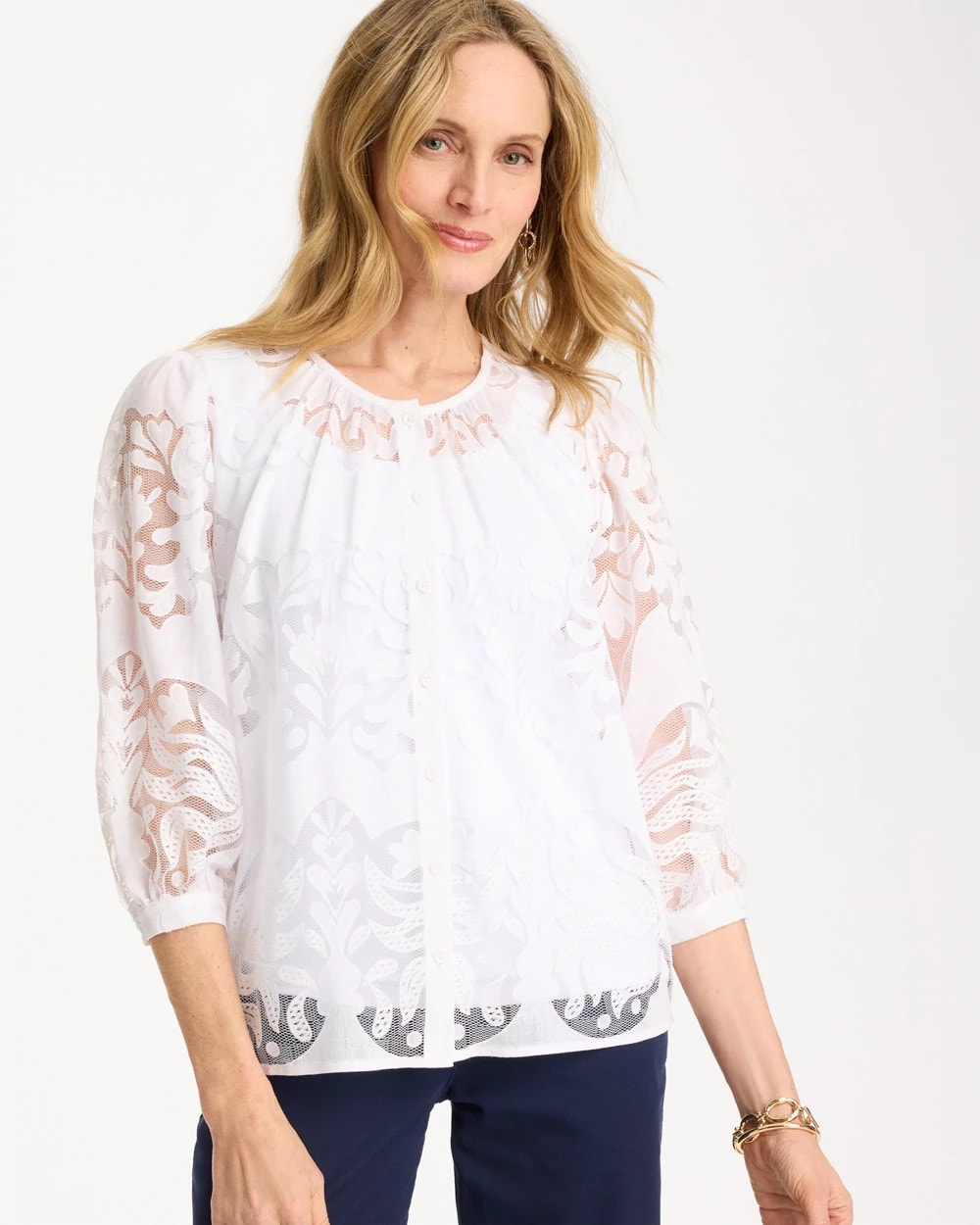 Chico's Discount - Lace Burnout Blouse