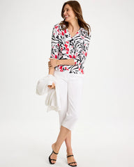 Chico's On Sale - Cotton Stretch 3/4 Sleeve Floral Tee