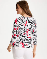 Chico's On Sale - Cotton Stretch 3/4 Sleeve Floral Tee