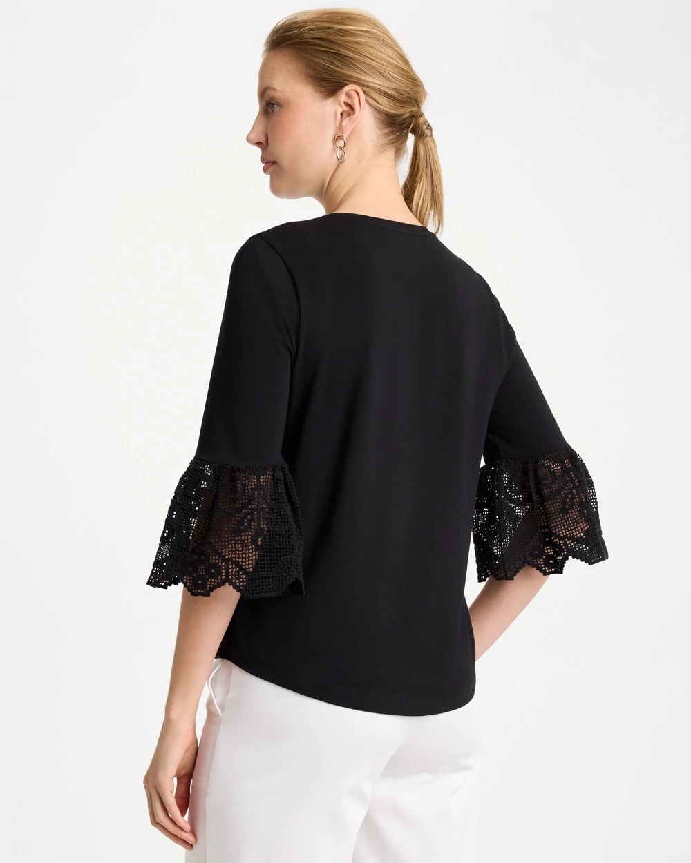Chico's For Sale - Cotton Lace Flutter Sleeve Tee