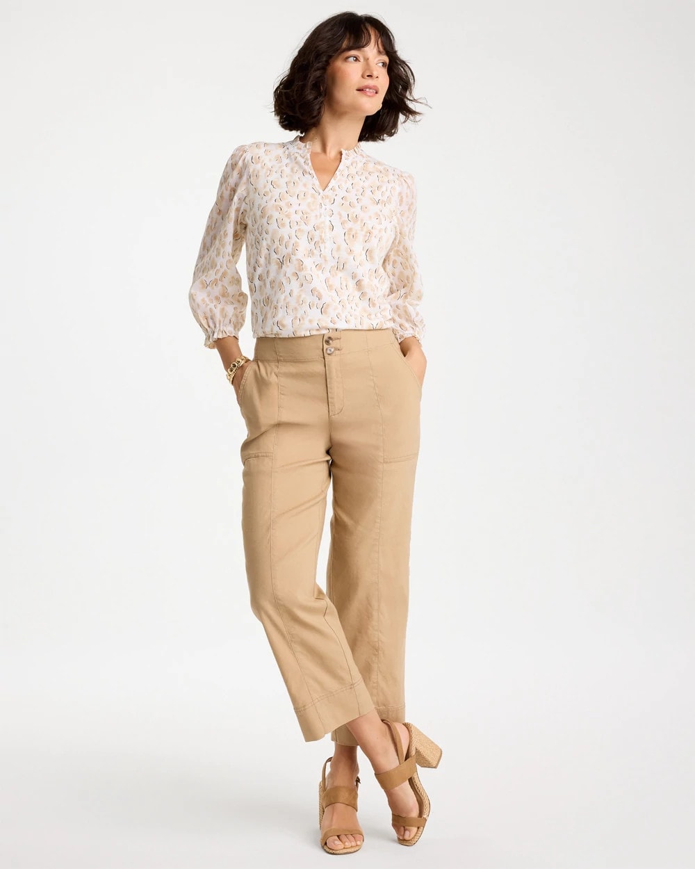Chico's Sale - Animal Print Ruffled V-Neck Top