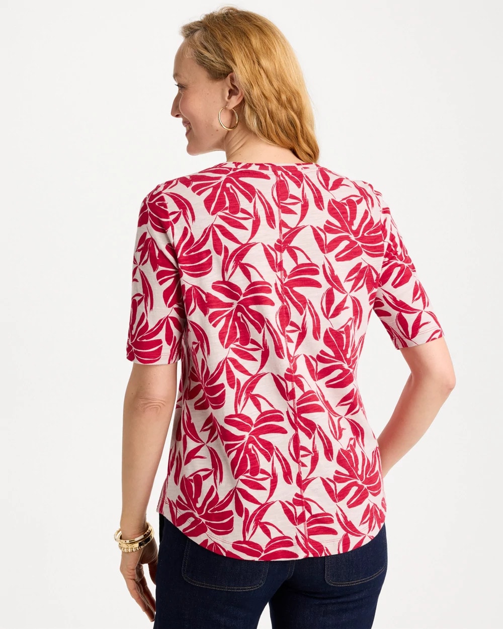 Chico's For Sale - Printed Cotton Slub V-Neck Tee