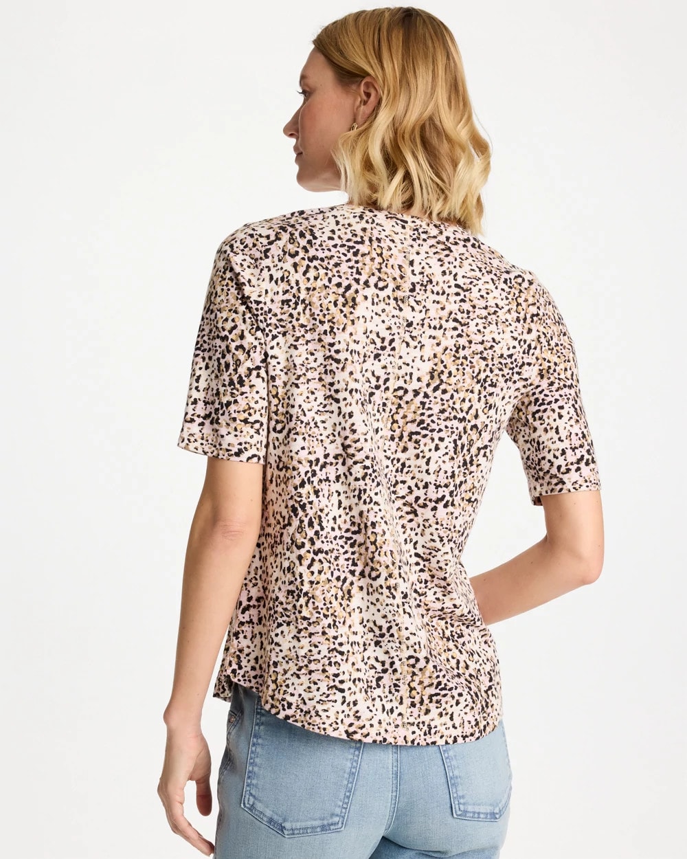 Chico's / Printed Cotton Slub V-Neck Tee