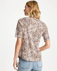 Chico's / Printed Cotton Slub V-Neck Tee