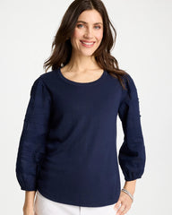 Chico's Pintuck Puff Sleeve Tee