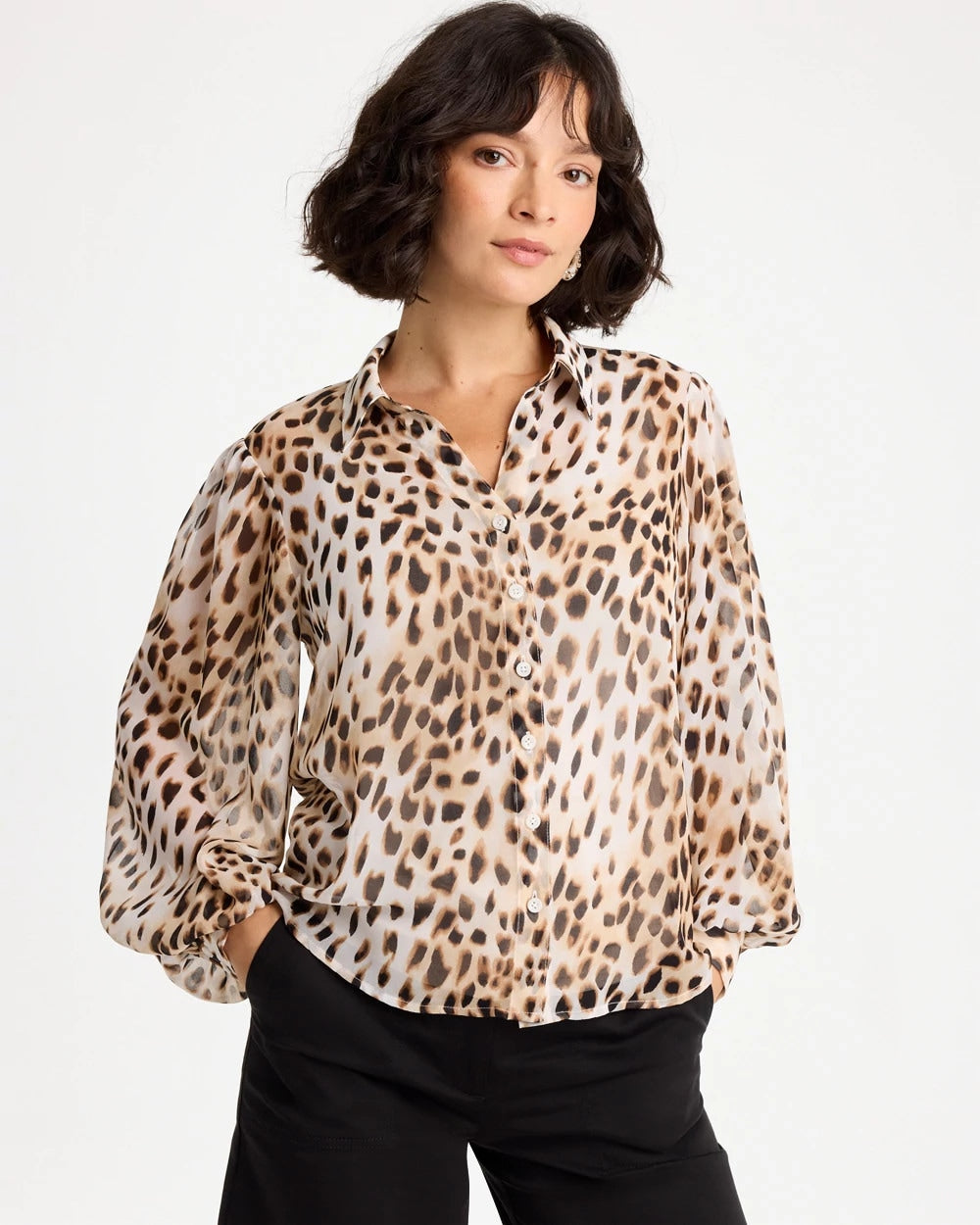 Chico's Sale - Georgette Animal Print Blouse