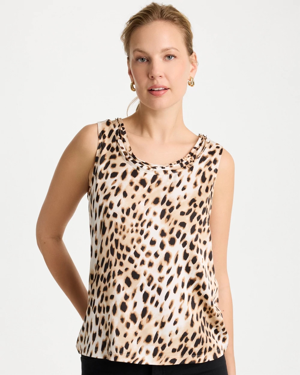 Chico's On Sale - Animal Print Jersey Satin Tank Top