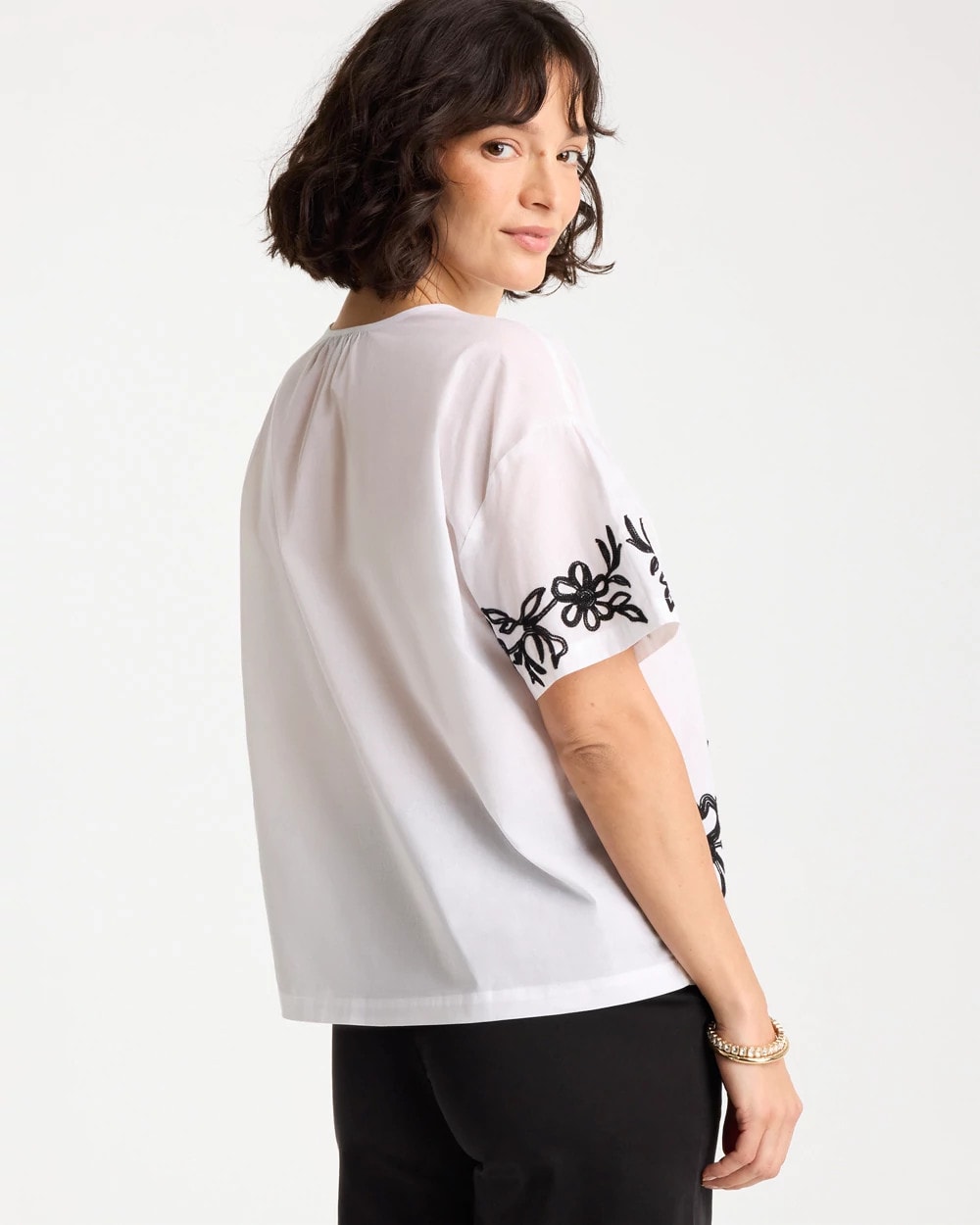 Chico's US - Cotton Voile Applique Blouse