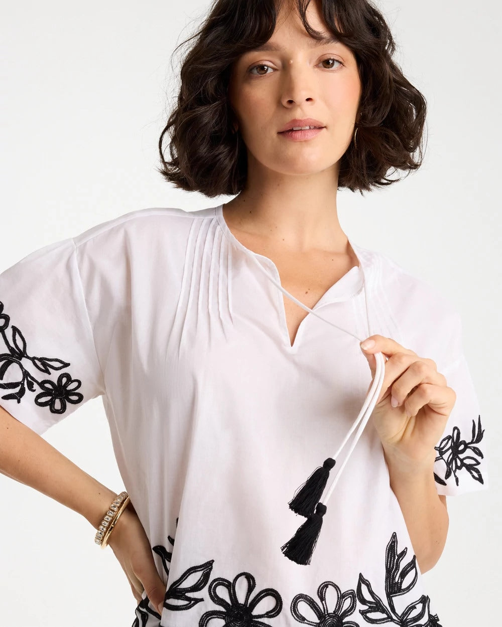 Chico's US - Cotton Voile Applique Blouse