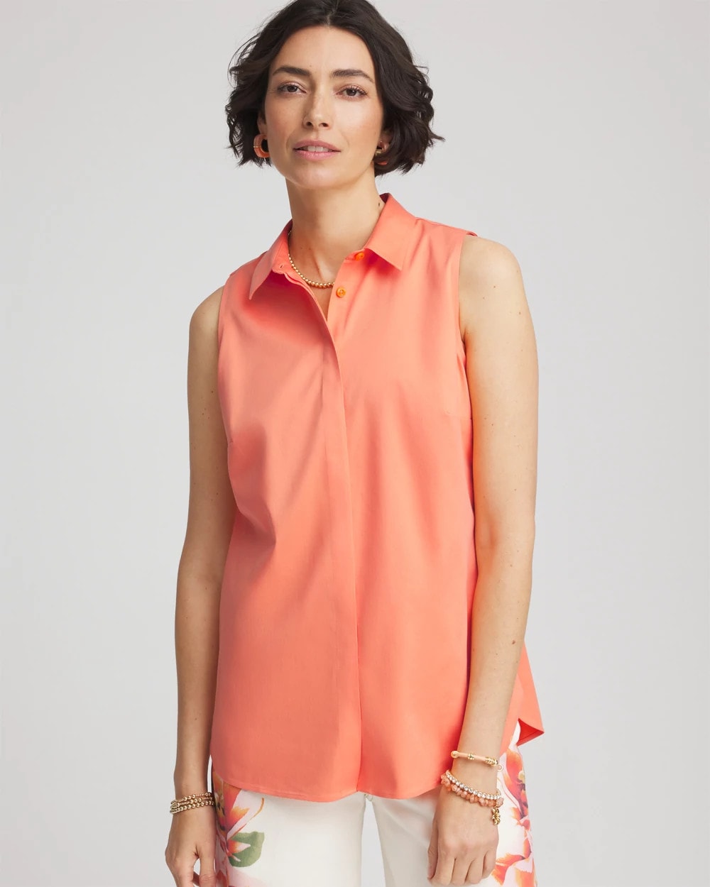 Chico's Discount - No Iron™ Sleeveless Sateen-Stretch Shirt
