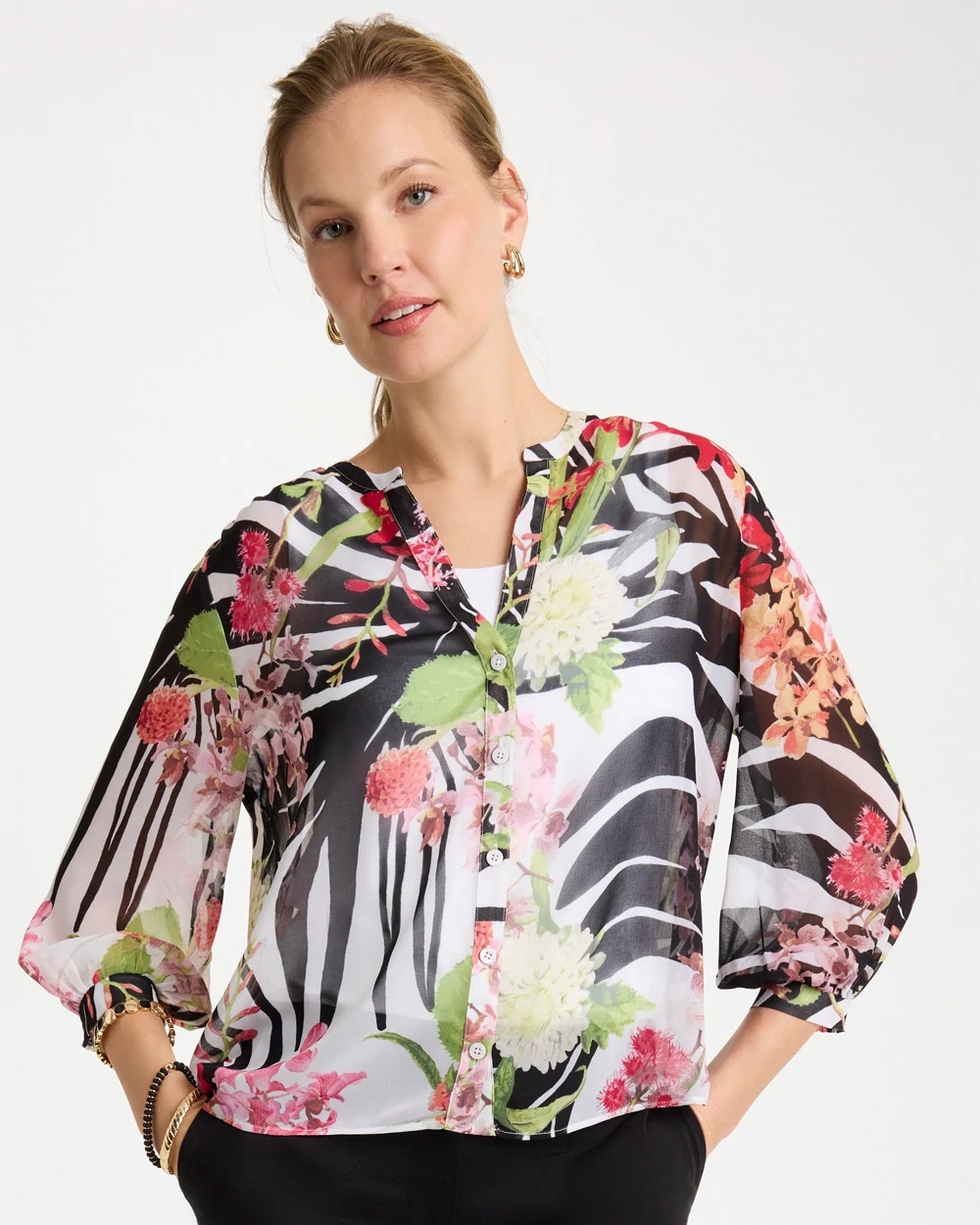 Chico's Sale - Georgette Lightweight Printed Blouse