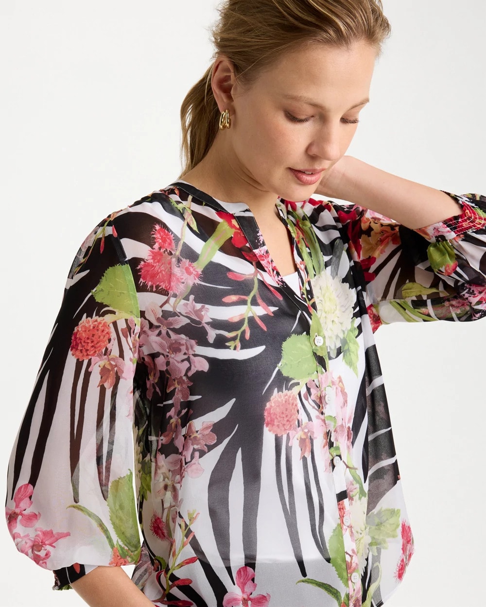 Chico's Sale - Georgette Lightweight Printed Blouse