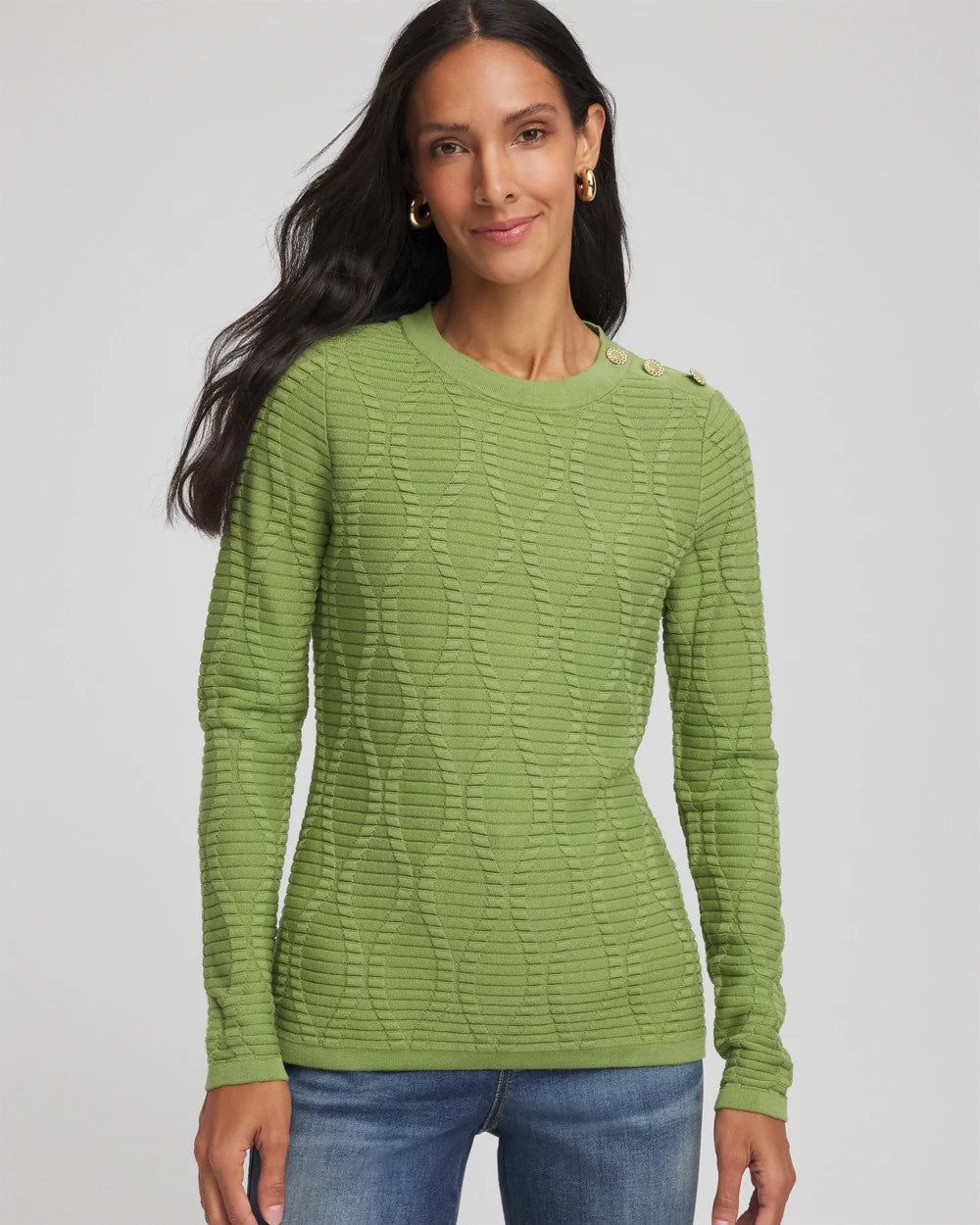 Chico's On Sale - Button Shoulder Crewneck Pullover