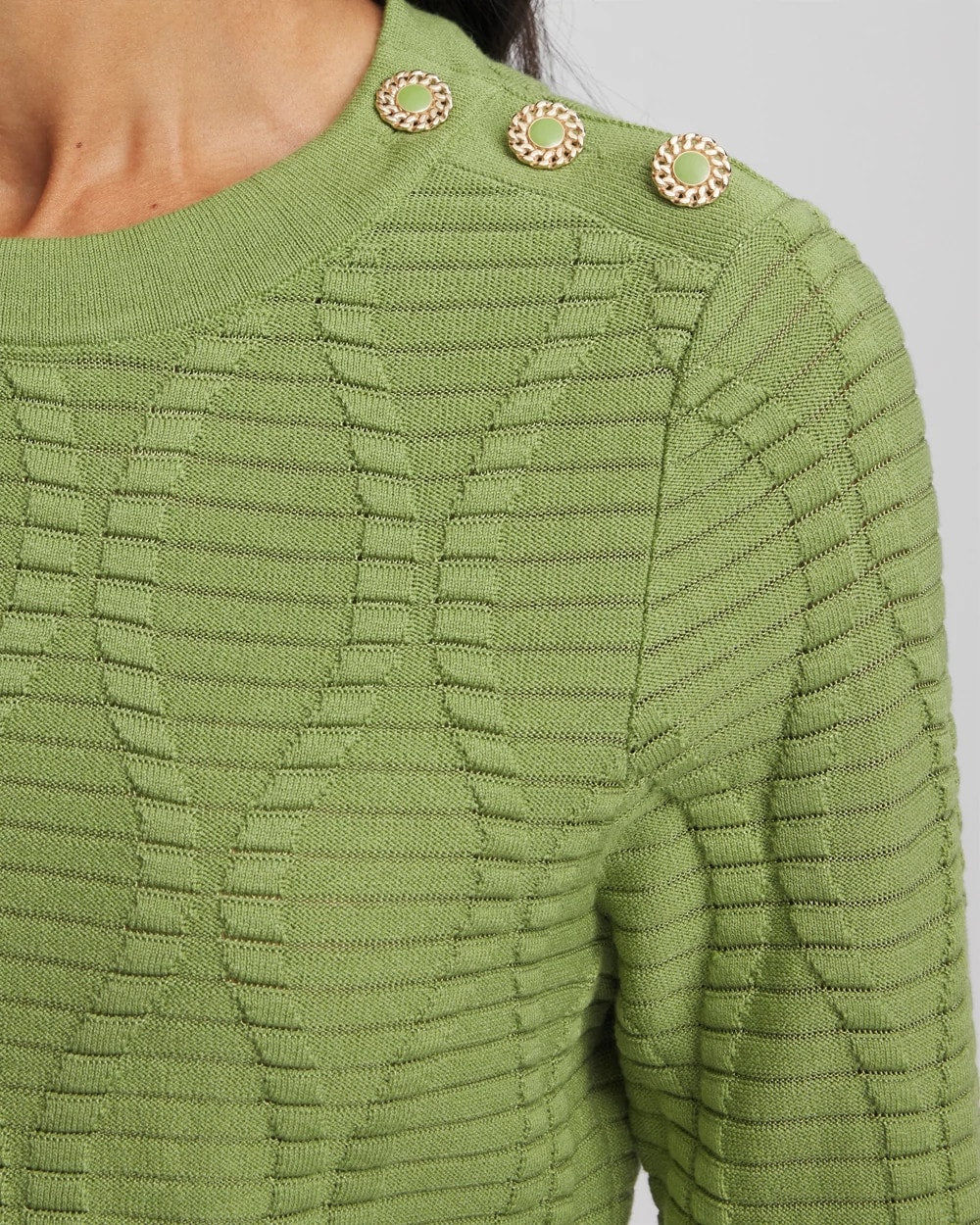Chico's On Sale - Button Shoulder Crewneck Pullover