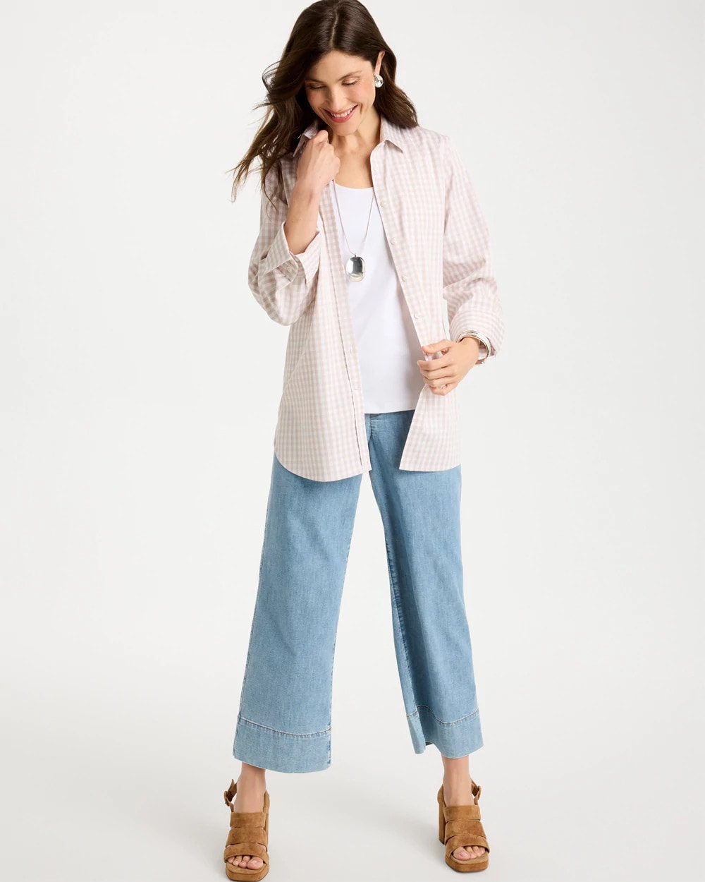 Chico's For Sale - No Iron™ Stretch Neutral Gingham Shirt