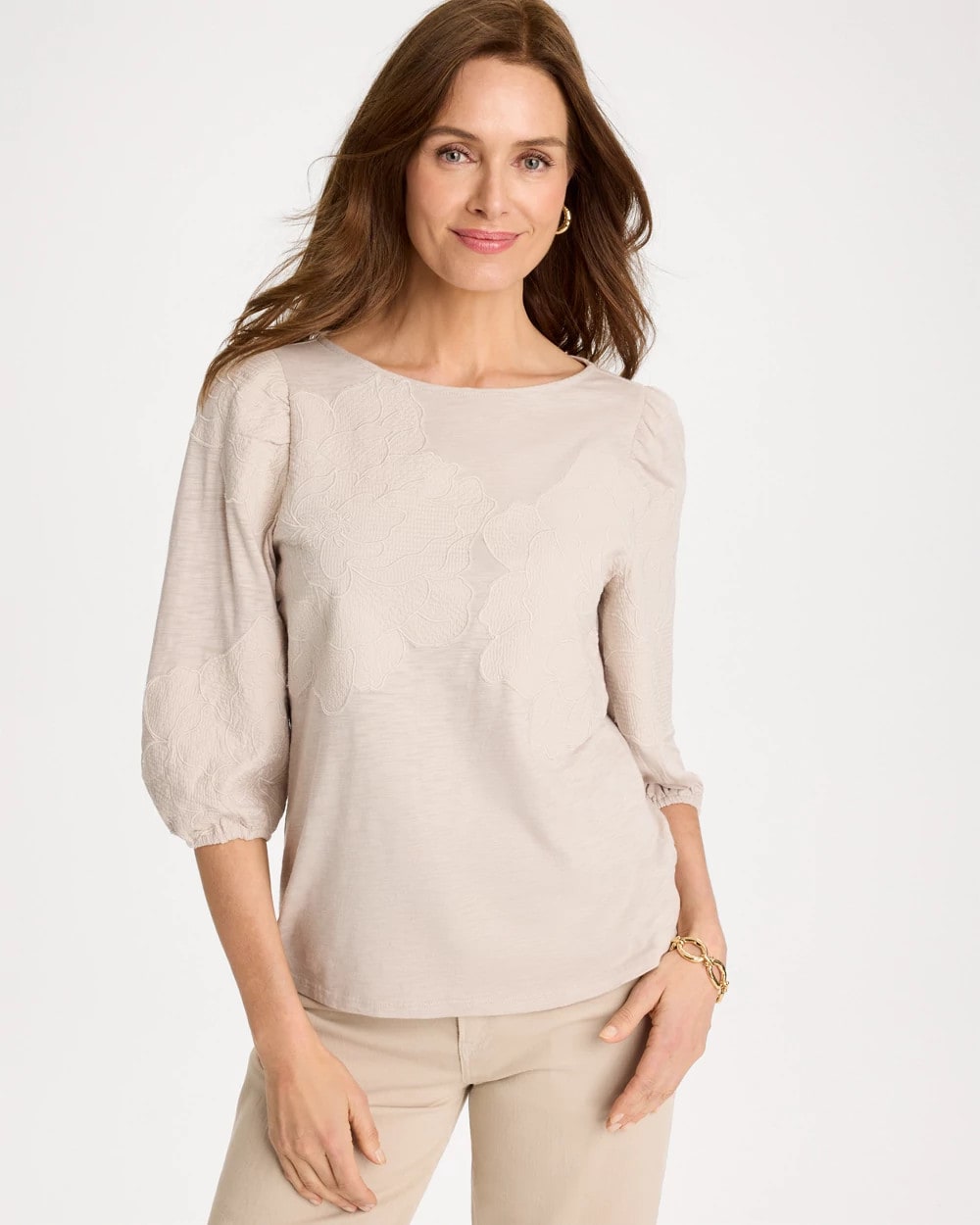 Chico's US - Etched Flora Balloon Top