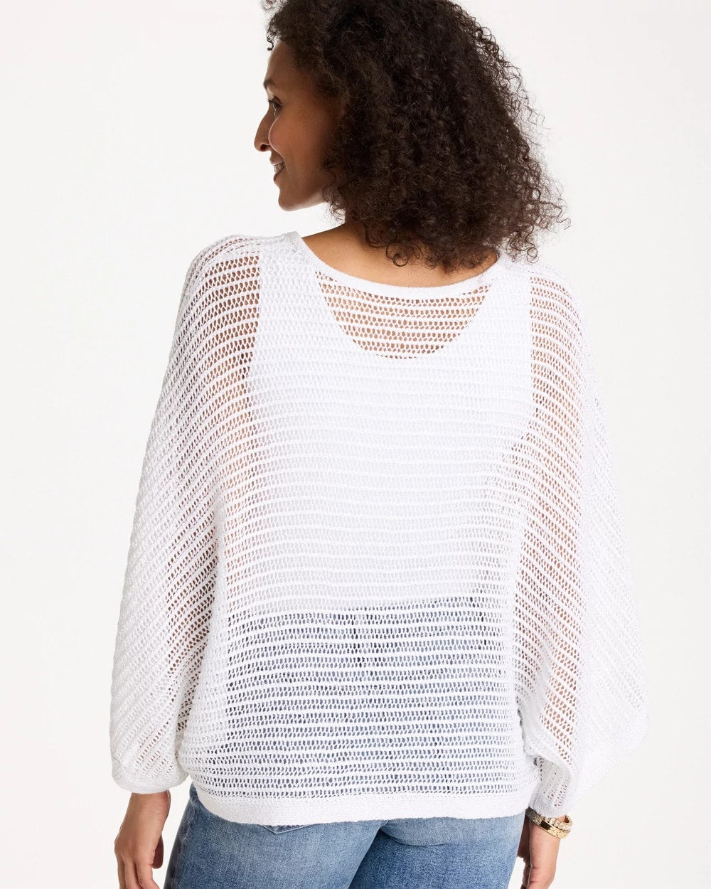Chico's / V-Neck Metallic Knit Poncho